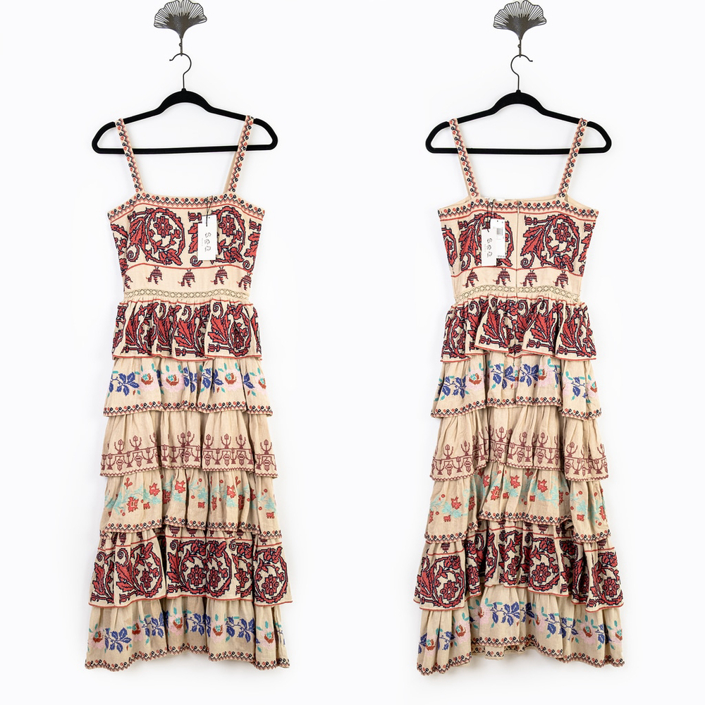 NWT SEA New York Ramona Embroidered Ruffled Dress in Multi $725 - Size US 2 - XS - Picture 2 of 10